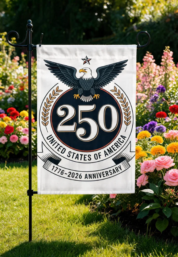 USA 250th Birthday Medallion Flag, United States 250 Anniversary Eagle Emblem House Flag