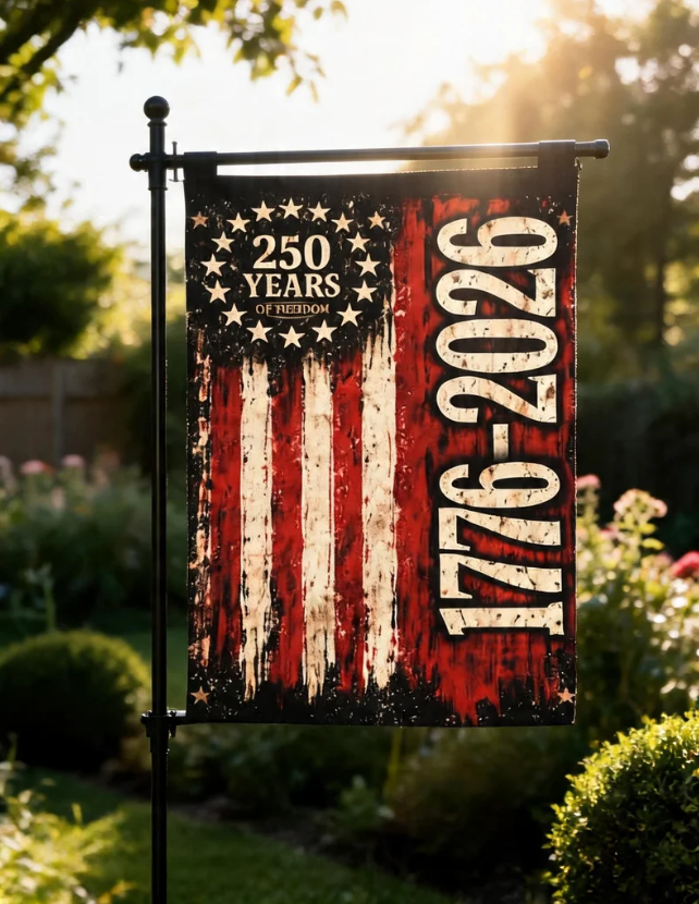 USA 250th Birthday Distressed Flag, 1776-2026 Grunge Garden Flag