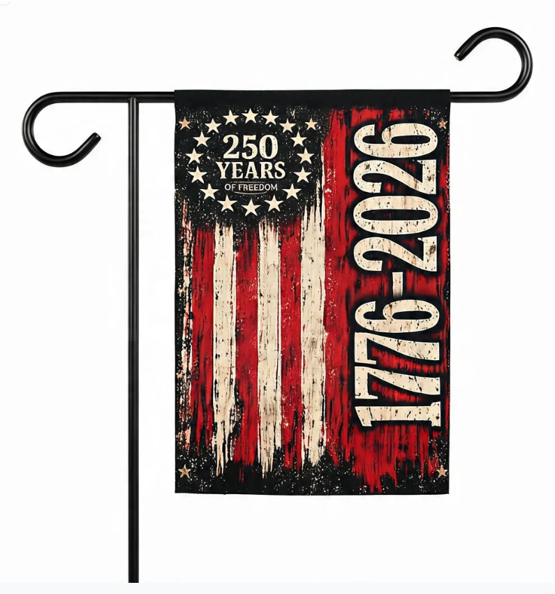 USA 250th Birthday Distressed Flag, 1776-2026 Grunge Garden Flag