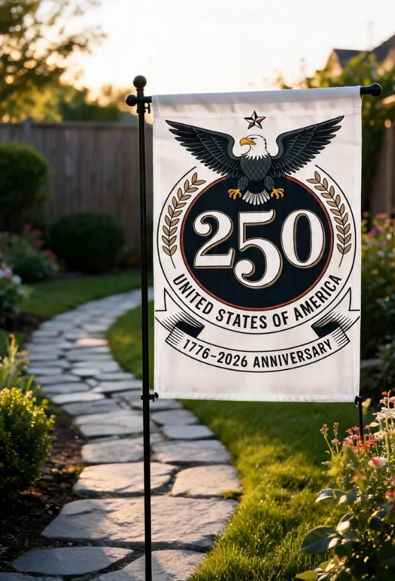 USA 250th Birthday Medallion Flag, United States 250 Anniversary Eagle Emblem House Flag