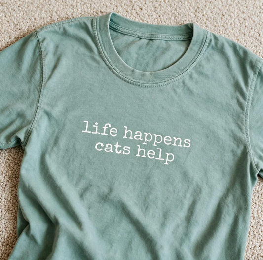 Comfort Color Life Happens Shirt Light Green Color Size 2XL