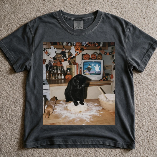Comfort Colors Pumpkin Cat Mom T-shirt Pepper Color Size XL