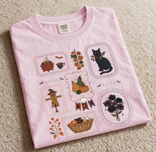 Comfort Colors Halloween Cottagecore Shirt Blossom Color Size M