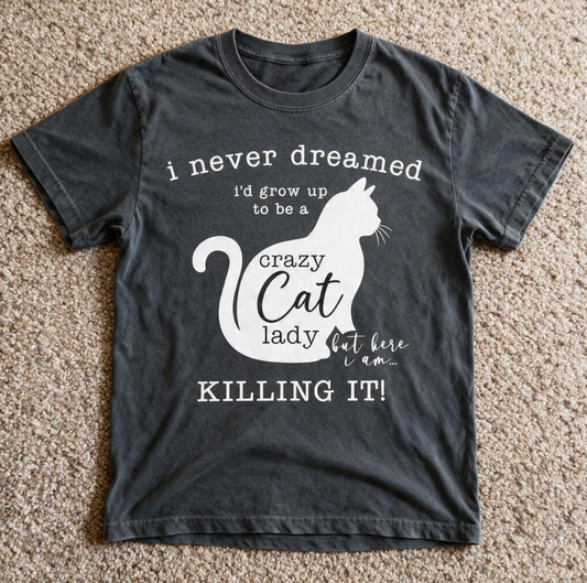 Comfort Color Humorous Cat Owner Shirt Pepper Color Size XL