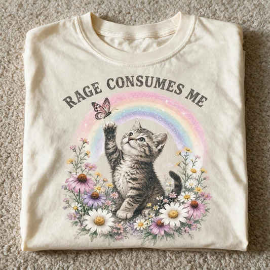 Comfort Color Vintage Rage Consumes Me T-Shirt Ivory Color Size M