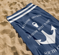 Personalized Anchor Nautical Beach Towel, Custom Boat Yatcht Gift for Mom/Dad, Unique Name Pool Towel, Sailing Design Text Towel for Sailor