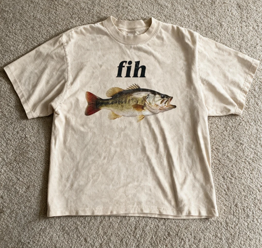 Comfort Color Fih Funny Bass Fish Shirt Natural Color Size S