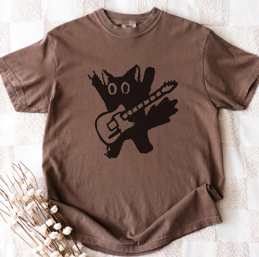 Comfort Color Rockstar Cat Shirt Size M