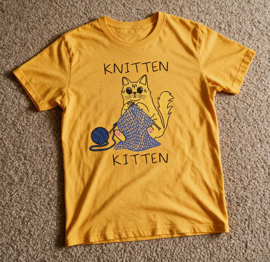 Knitten Kitten Cat Knitting Shirt Orange Color Size 2XL