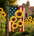 Patriotic Sunflower Garden Flag, Rustic American Farmhouse Decor