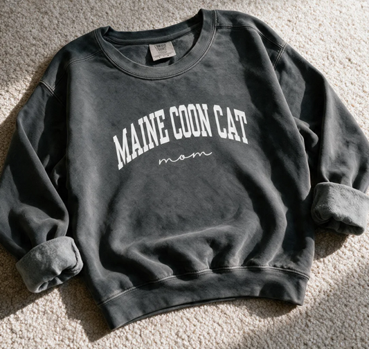 Comfort Colors Maine Coon Cat Mom Sweatshirt Pepper Color Size M