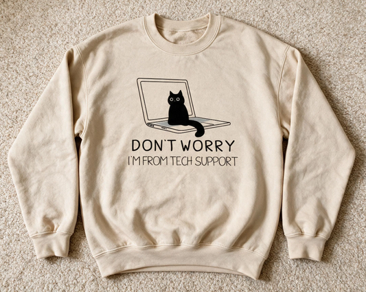 Funny Don't Worry Cat Sweatshirt Sand Color Size L