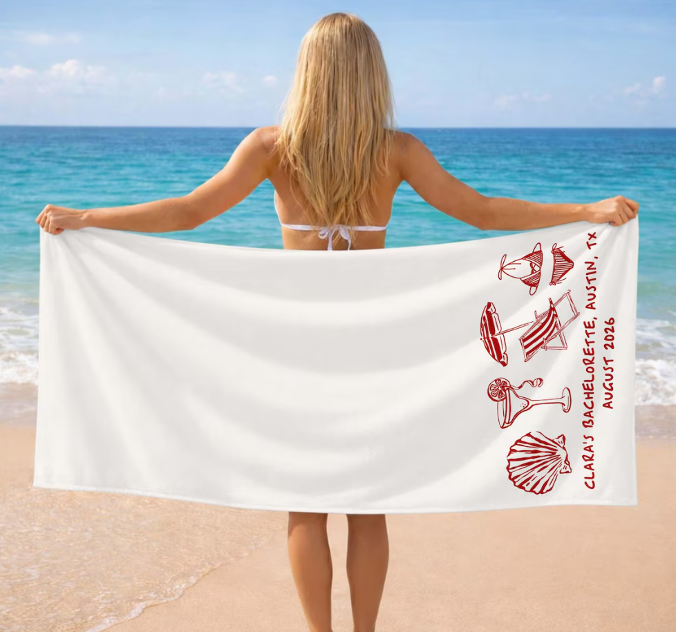 Custom Bachelorette Party Pool Towel, Friends Beach Bach Trip Gift, Vacation Towels, Bachelorette Gifts