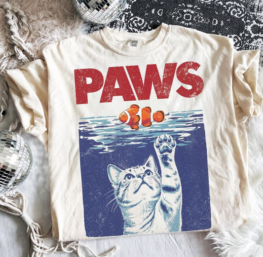 Comfort Color PAWS Parody Shirt Ivory Color Size M