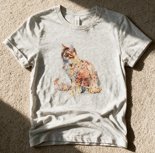 Watercolor Maine Coon Cat Shirt Ash Color Size L
