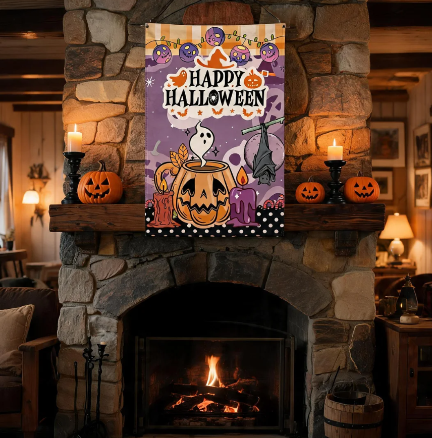 Happy Halloween Garden Flag, Spooky Ghost Pumpkin Yard Flag, Double Sided Outdoor Fall Decor