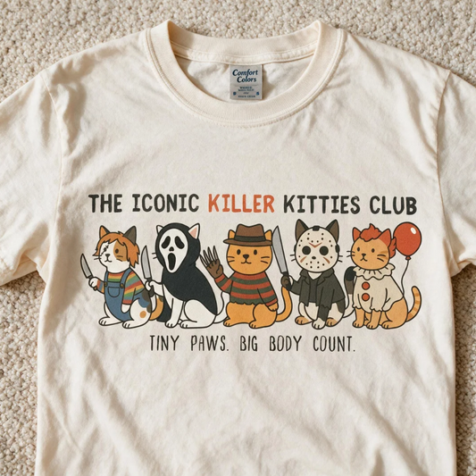Comfort Colors Horror Cat Shirt Ivory Color Size XL