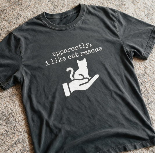 Comfort Color Apparently I Like Cat Rescue Shirt Pepper Color Size 2XL