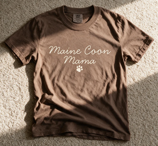 Comfort Color Maine Coon Cat Mama Shirt Espresso Color Size XL