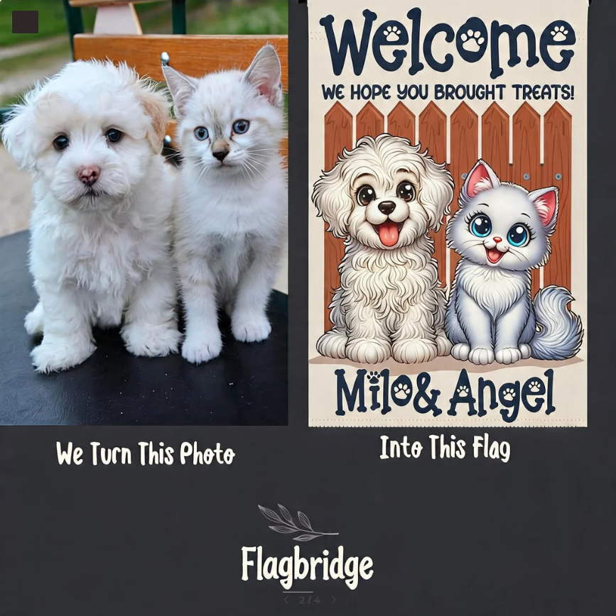 Custom Pet Portrait Welcome Flag, Personalized Funny Garden Flag, Dog Lover Gift, Cat Lover Present