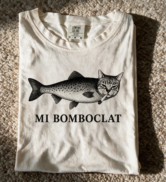 Comfort Color Mi Bomboclat Cat T-Shirt Ivory Color Size M