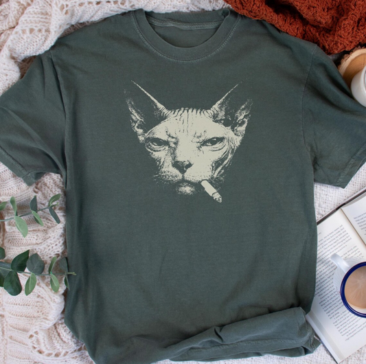 Smoking Sphynx Cat Shirt Size L