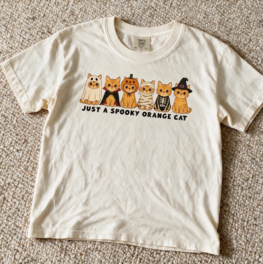 Comfort Colors Halloween Orange Cat Shirt Ivory Color Size S