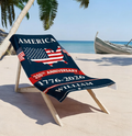 Personalized 250th Anniversary Beach Towel, Custom Name Patriotic Towel, 1776-2026 American Flag Gift