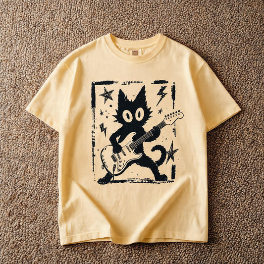 Comfort Color Rock Cat Shirt Butter Color Size L