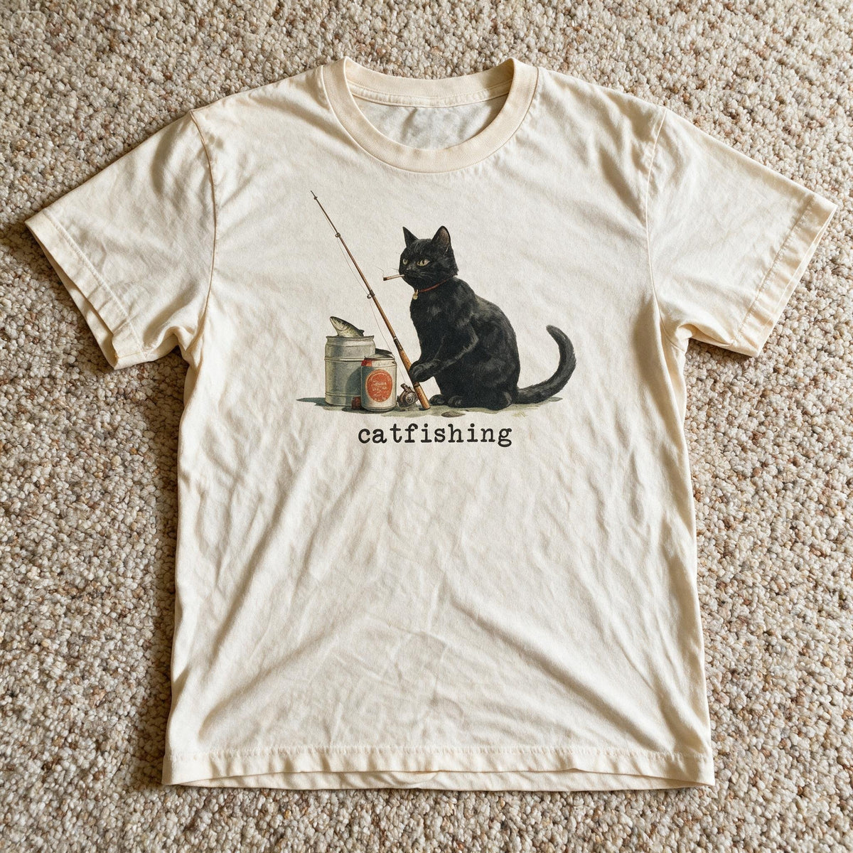 Fisherman Graphic Tee Sand Color Size M