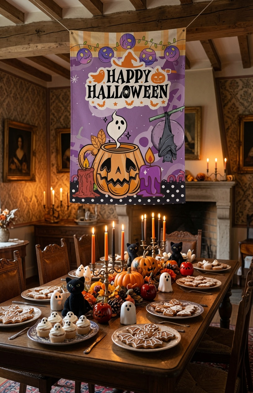 Happy Halloween Garden Flag, Spooky Ghost Pumpkin Yard Flag, Double Sided Outdoor Fall Decor