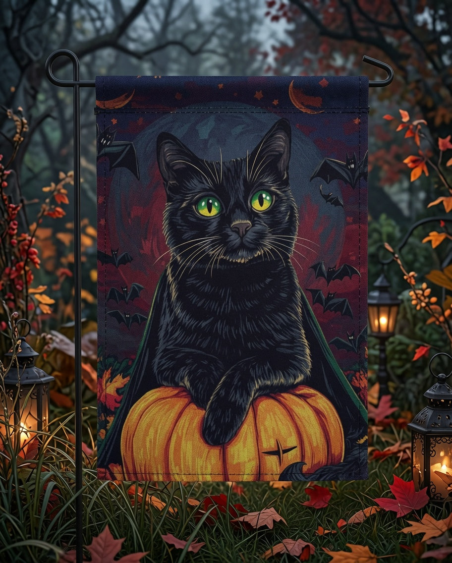 Black Cat Pumpkin Garden Flag,Halloween Ghost Garden Flag, Fall Season Outdoor Decor