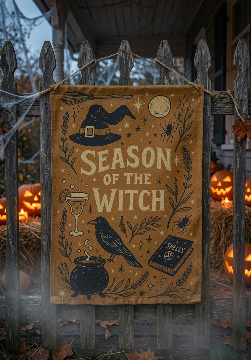 Season of the Witch Garden Flag: Spooky Halloween Yard Decor