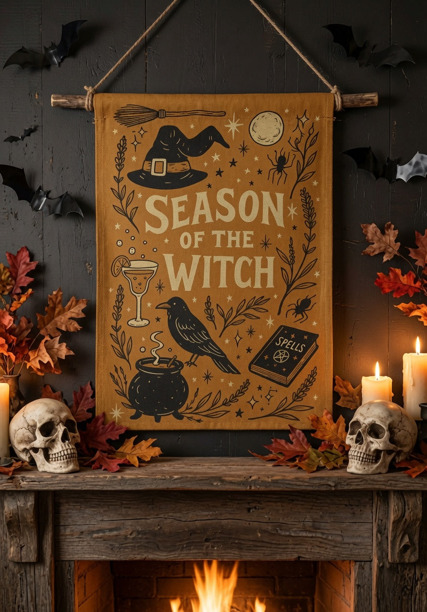 Season of the Witch Garden Flag: Spooky Halloween Yard Decor