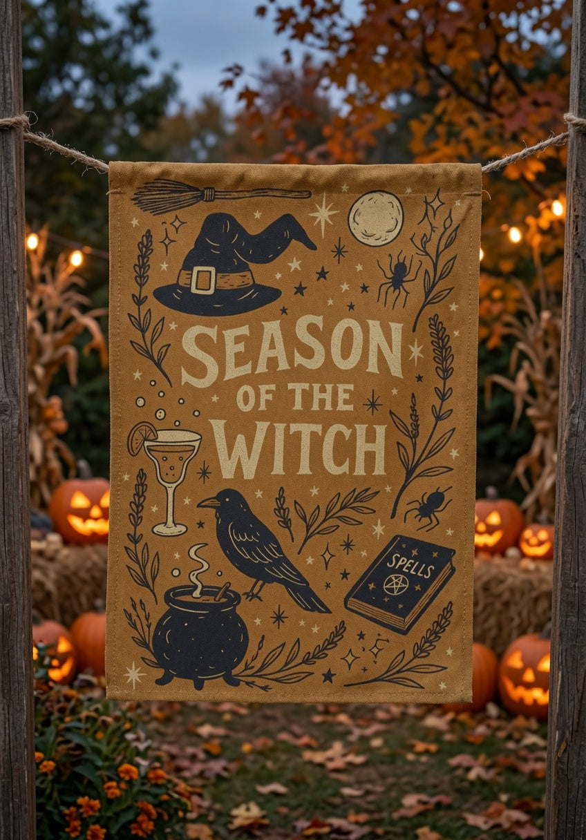Season of the Witch Garden Flag: Spooky Halloween Yard Decor