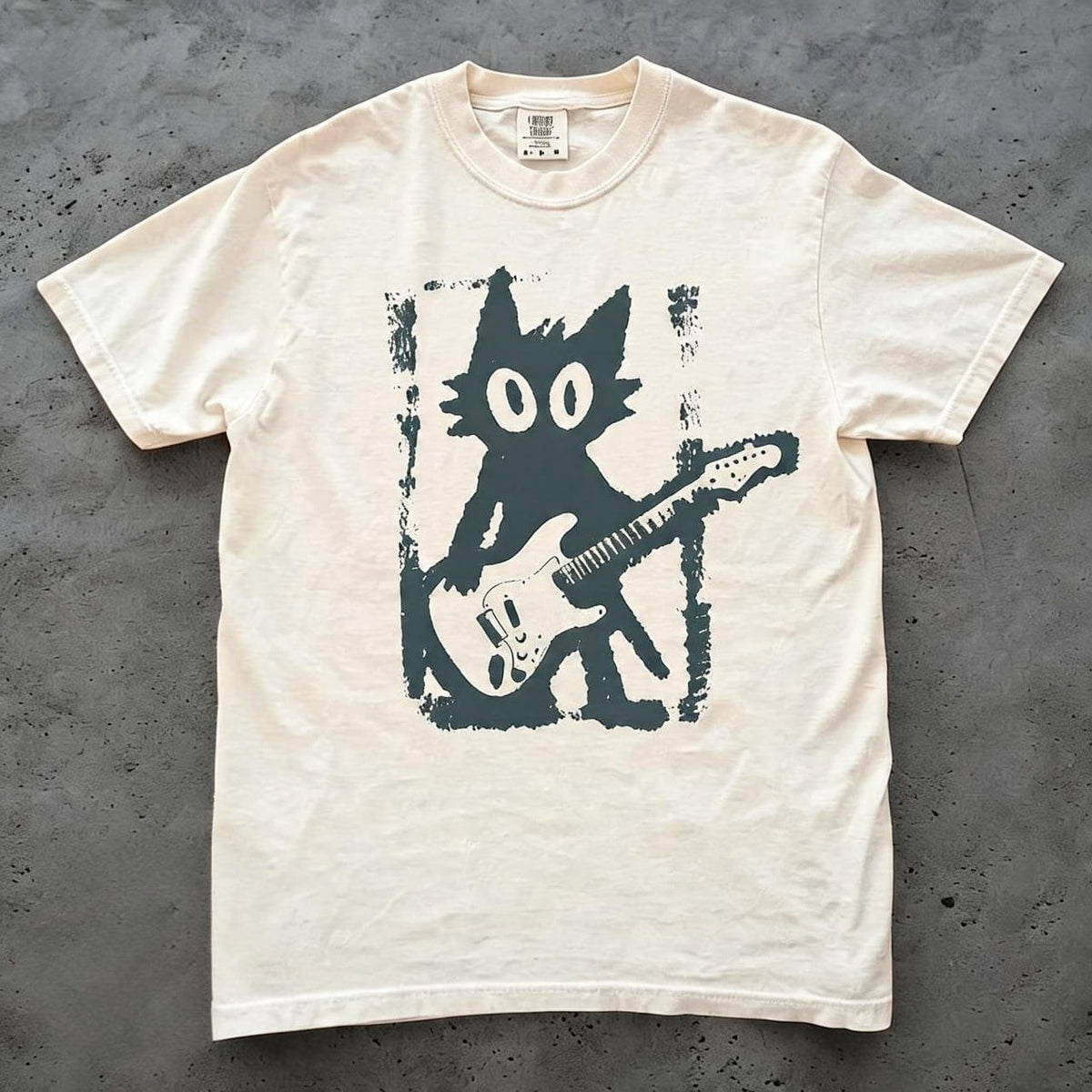 Comfort Color Rock Star Cat Shirt Size L