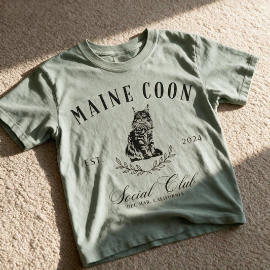 Comfort Color Maine Coon Social Club Name Shirt Bay Color Size L