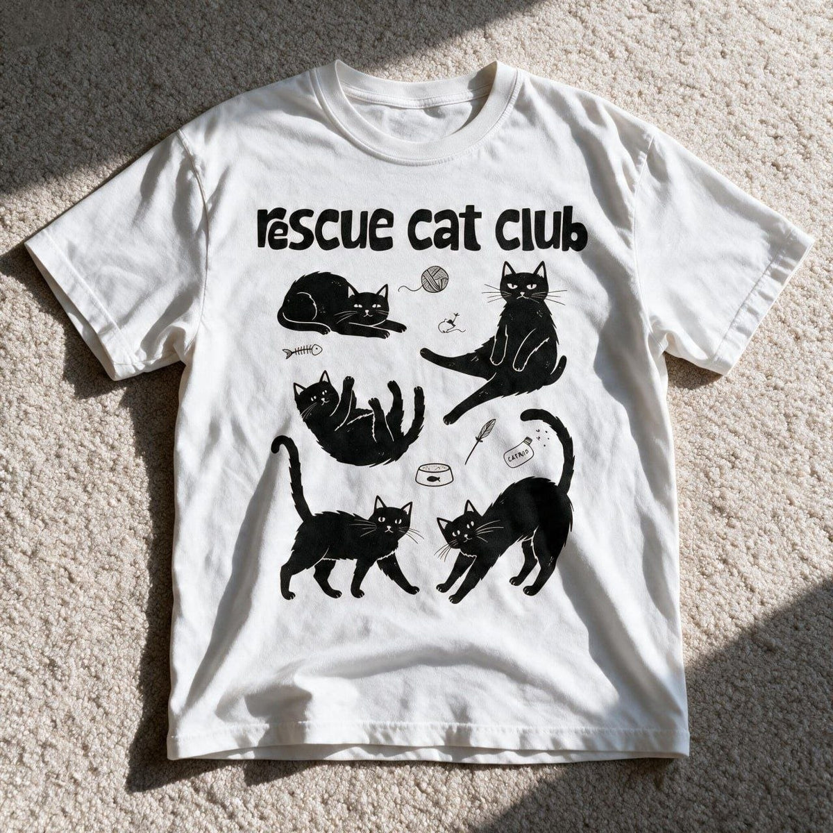 Rescue Cat Club T-Shirt White Color Size XL