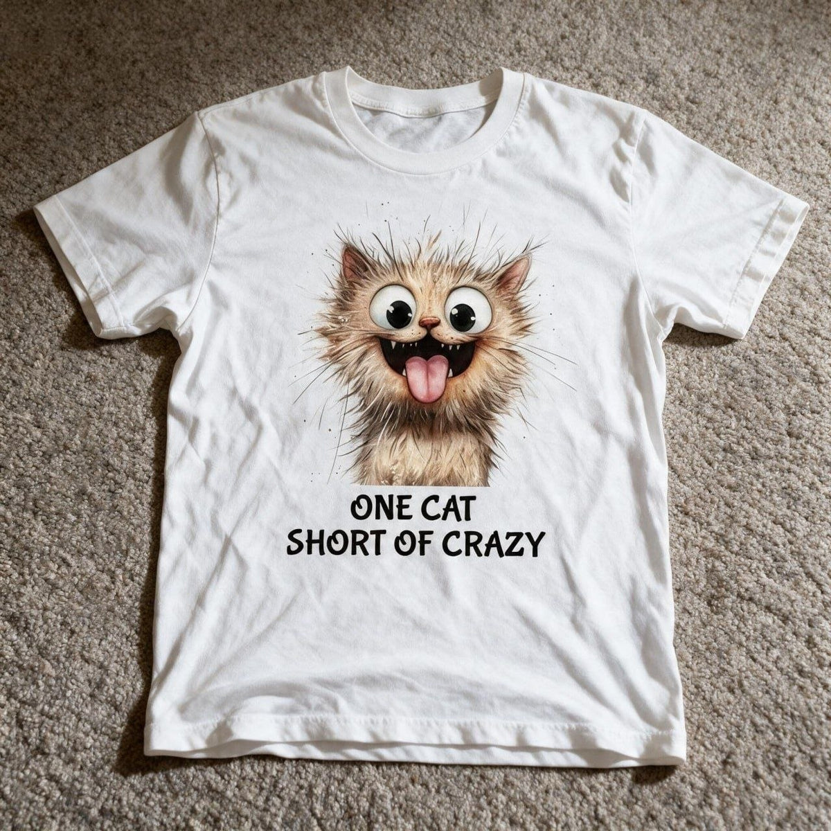 One Cat Short of Crazy T-Shirt White Color Size 2XL