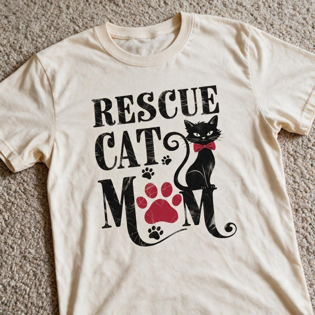 Rescue Cat Mom Shirt Sand Color Size M