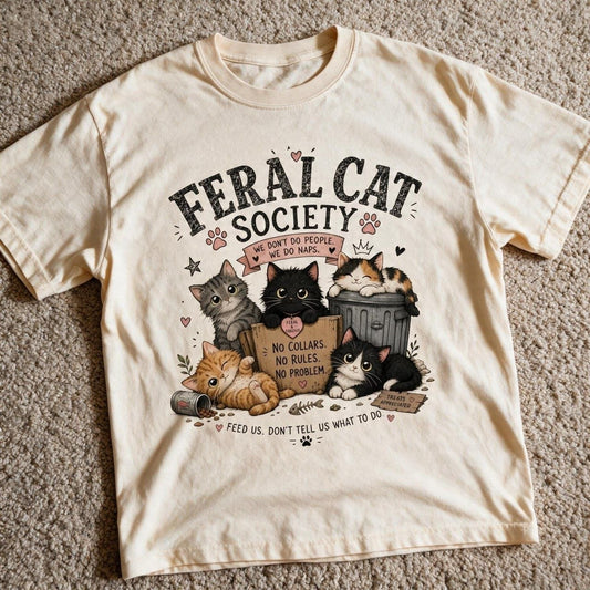 Feral Cat Society Shirt Sand Color Size 2XL