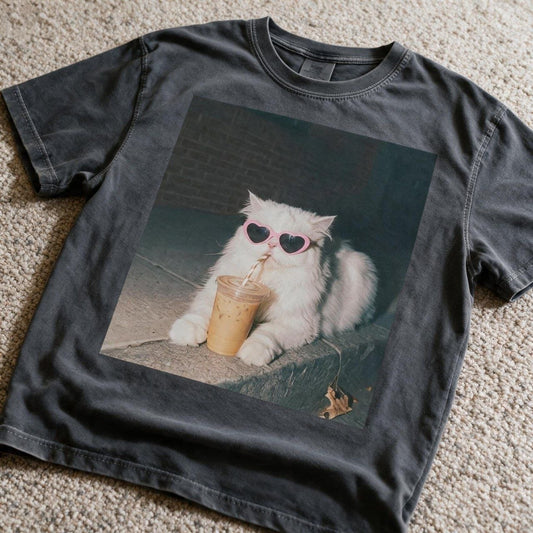 Comfort Color Persian Cat Shirt Pepper Color Size L