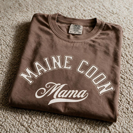 Comfort Colors Maine Coon Mama T-Shirt Espresso Color Size S