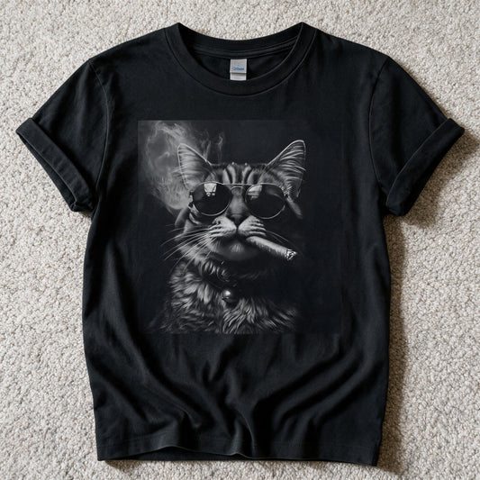 Maine Coon Cat Smoking Tshirt Black Color Size XL