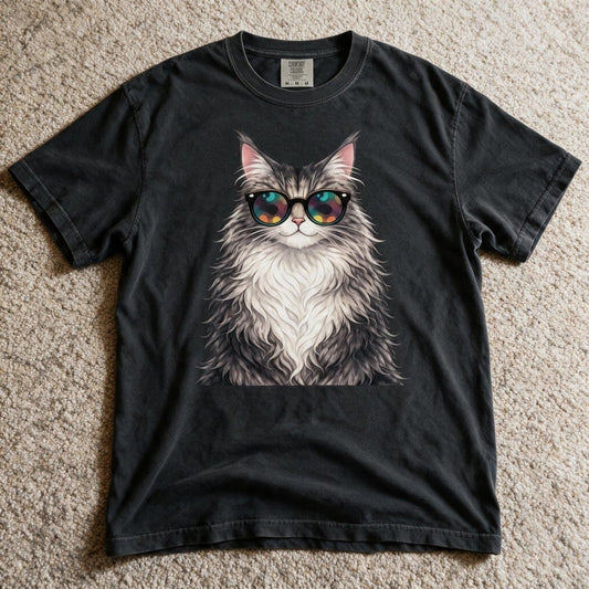 Comfort Colors Cool Maine Coon Cat Heavyweight Tee Black Color Size M