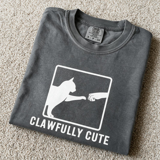 Comfort Colors Clawfully Cute Tee Pepper Color Size S