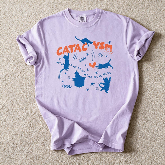 Comfort Colors Cataclysm Cat Tee Orchid Color Size L
