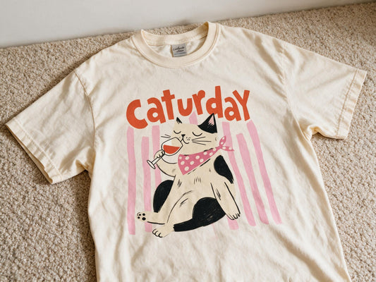 Comfort Colors Caturday T-shirt Ivory Color Size XL
