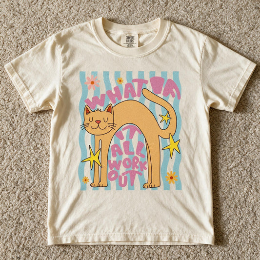 Comfort Colors Retro Cat Graphic Tee Ivory Color Size L