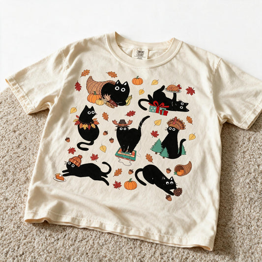 Comfort Colors Cute Cat Christmas Ivory Color Size XL